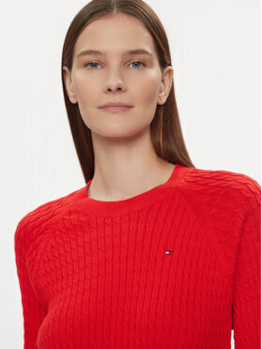 Tommy Hilfiger Cable Damen Langarm Pullover Red