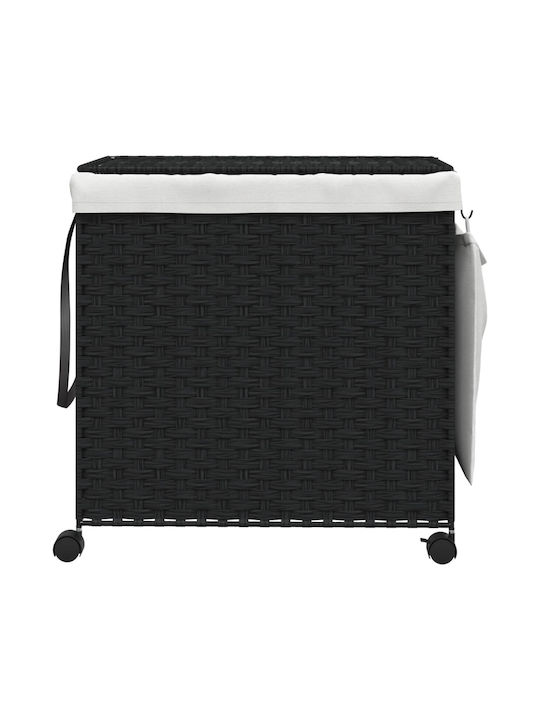 vidaXL Collapsible Fabric Laundry Basket with Lid 60x35x60.5cm Black