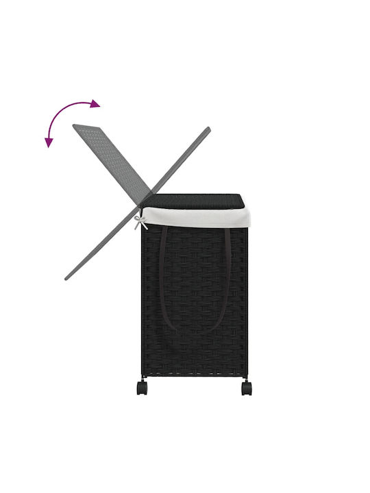 vidaXL Collapsible Fabric Laundry Basket with Lid 60x35x60.5cm Black