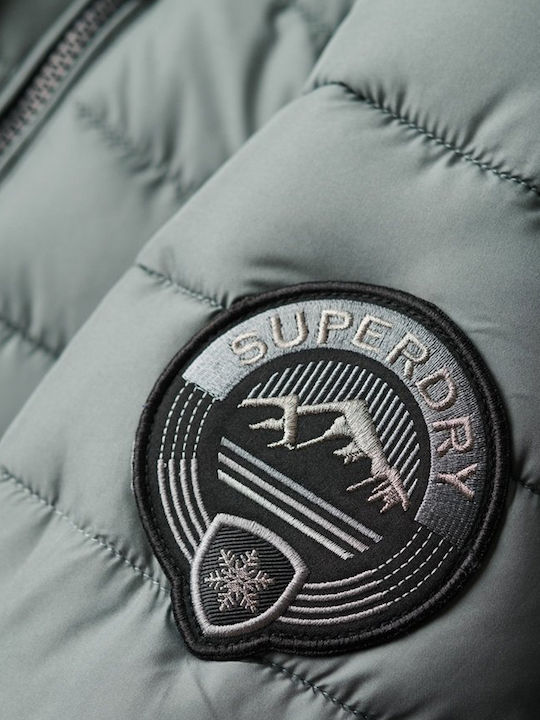 Fuji Μακρύ Γυναικείο Puffer Μπουφάν για Χειμώνα Balsam Green
