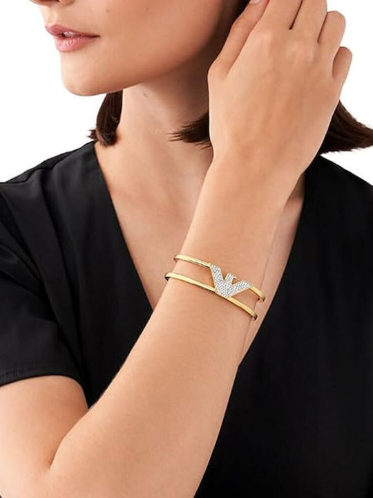 Emporio Armani Bracelet Id made of Steel Gold Plated with Zircon