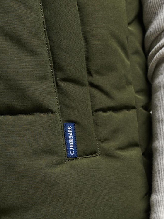 Everest Women's Short Puffer Jacket for Winter with Hood Khaki