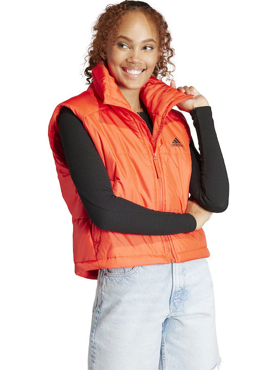 Insulated Women's Short Sports Jacket for Winter Red