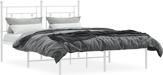 Doppelbett Metall Weiß mit Lattenrost für Matratze 135x190cm