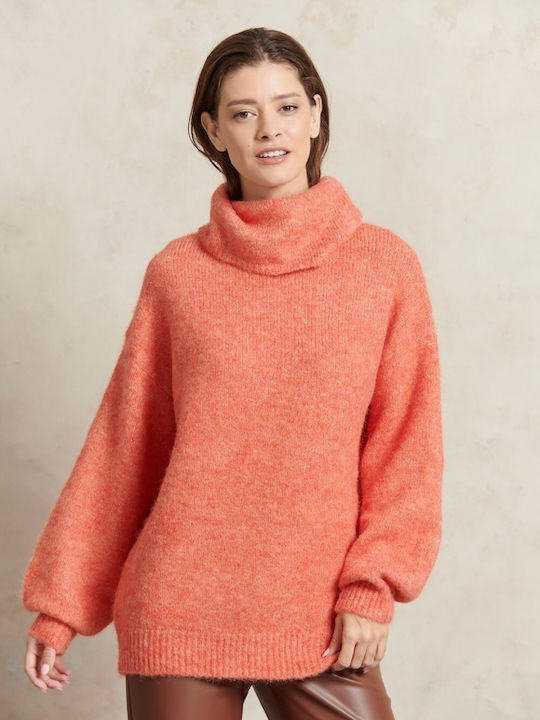 Matis Fashion Damen Langarm Crop Pullover Wolle Orange