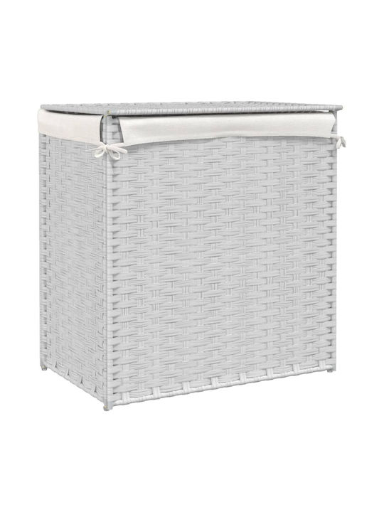 vidaXL Καλάθι Απλύτων Πλαστικό με Καπάκι 53x35x57cm Λευκό