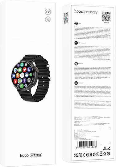 Hoco Y18 Smartwatch με Παλμογράφο (Μαύρο)