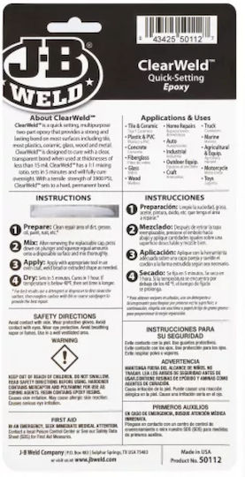 J-B WELD Clearweld Epoxy Wood Glue 2-Component Transparent 25ml 50112