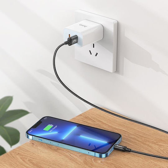 Hoco X91 Braided USB-A to Lightning Cable Μαύρο 3m