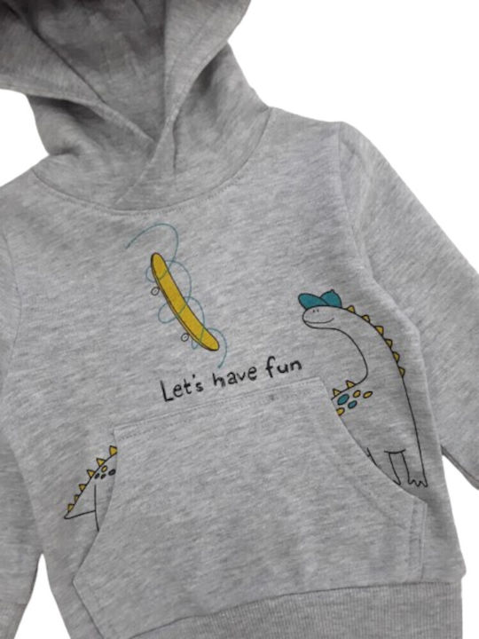 Kids Sweatshirt with Hood and Pockets Grey (Grey)