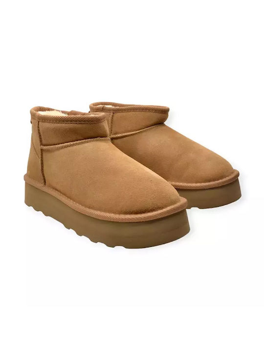 Suede Γυναικεία Μποτάκια με Γούνα Ταμπά