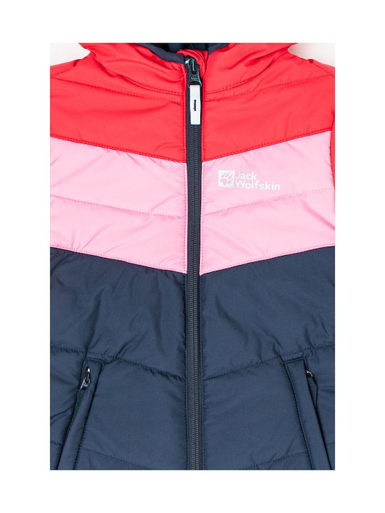 Jack Wolfskin Waterproof Kids Casual Jacket Long with Hood Pink Dahlia