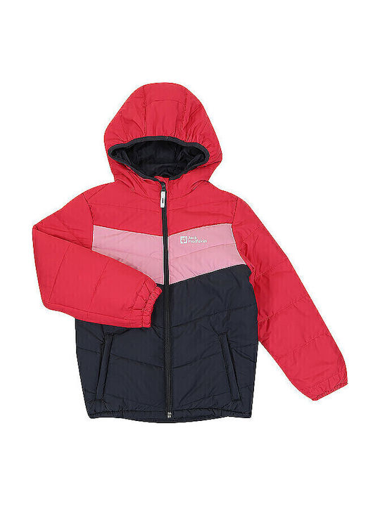 Waterproof Kids' Casual Jacket Long with Hood Pink Dahlia