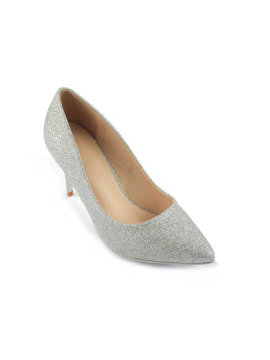 Fshoes Pointed Toe Silver Heels