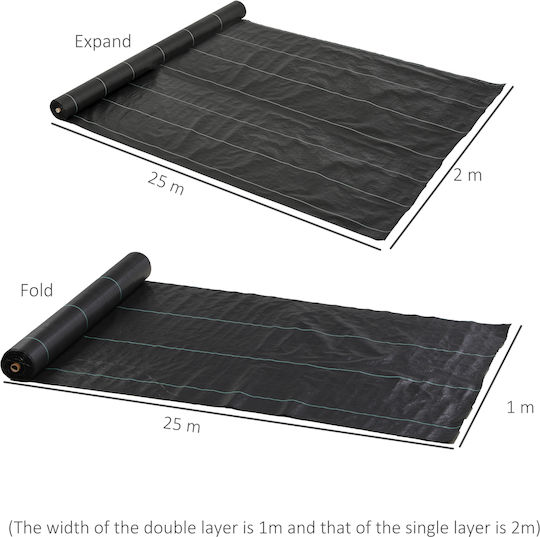 Outsunny 845-913V00BK Ύφασμα Εδαφοκάλυψης 2x25m Μαύρο
