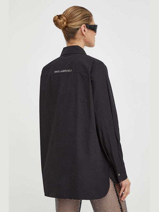 Karl Lagerfeld Langärmelig Damen Hemd Black