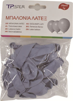 Set of 20 Balloons Latex Gray