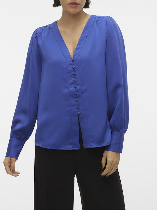Vero Moda Langärmelig Damen Hemd Mazarine Blue DarkBlue