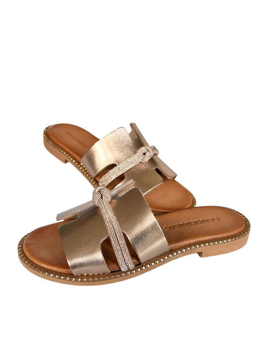 Sandale Casual Damă Din Piele Aurii
