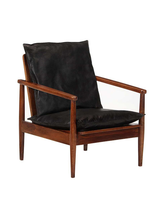 Armchair from Genuine Leather Black 52x65x72cm