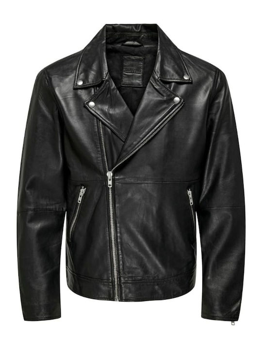 Leather Jacket Biker Black