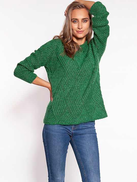 MKM Swetry Damen Langarm Pullover Wolle Green (Green)