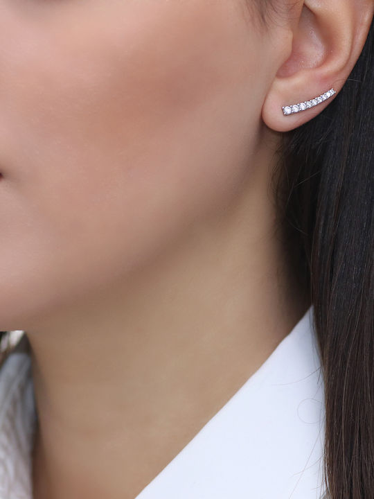 Earrings Ear Climbers made of White Gold with Stones