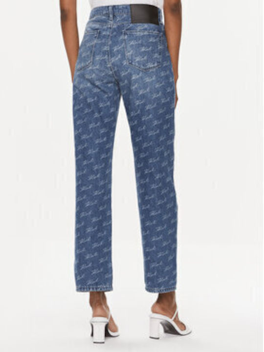 Karl Lagerfeld Women's Cotton Trousers in Regular Fit Blue