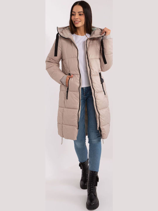 Kurz Damen Puffer Jacke für Winter Beige D50048X44518B3
