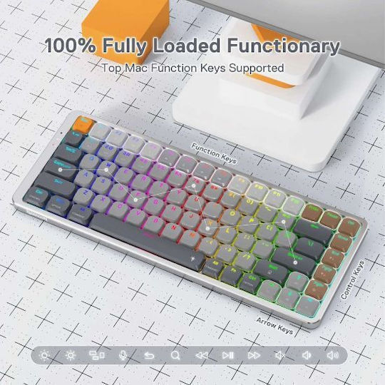 Redragon K652 Pro Ασύρματο Gaming Μηχανικό Πληκτρολόγιο 75% με Custom Red διακόπτες και RGB φωτισμό (Αγγλικό US)