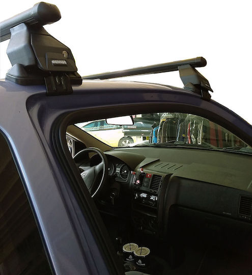 Menabo Metallic Car Roof Bars for Hyundai Getz 3D Set with Roof Rack Legs Silver