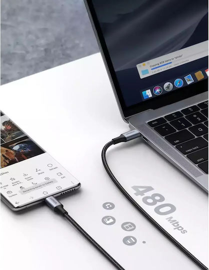 Ugreen US316 Cablu USB 2.0 Împletit USB-C Tată - USB-C 100W PD Negru 0.5m 20478