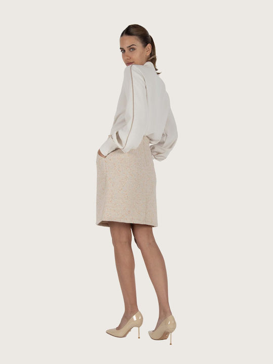 Chrisper Mini Skirt in Beige color