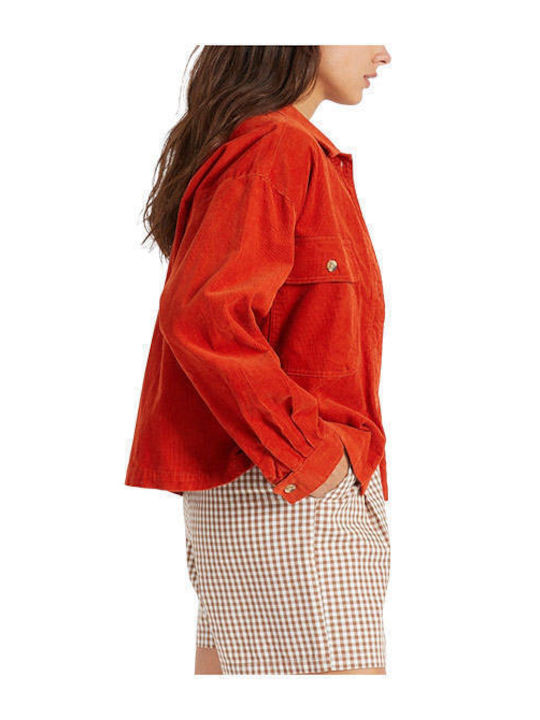 Brixton Bowery Women's Monochrome Long Sleeve Shirt Red