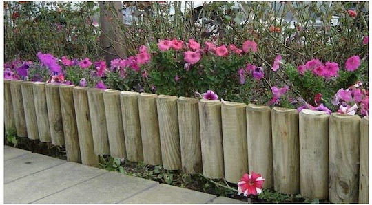 Bordură de Grădină din Lemn în Culoarea Bej 15x30cm