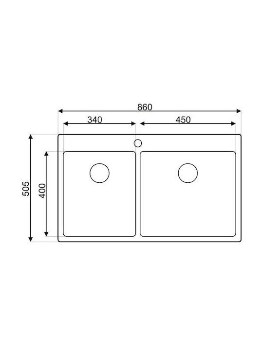 Asil Ένθετος Νεροχύτης Δεξιός Inox Σατινέ Μ86xΠ50cm Χρυσός