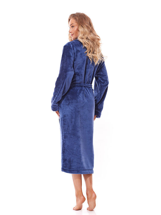 L&L Collection Women's Winter Pajama Robe Navy.