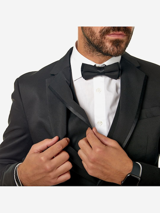 Summer Men's Groom's Suit with Vest Black