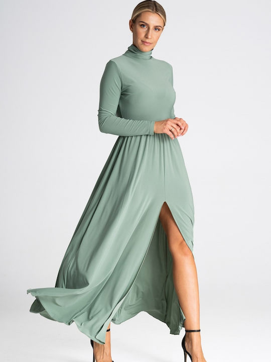 Figl Maxi Rochie Guler Înalt Green (Green)