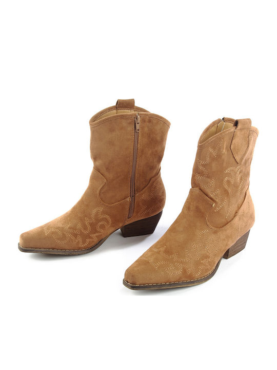 Suede Γυναικεία Μποτάκια Cowboy Καφέ