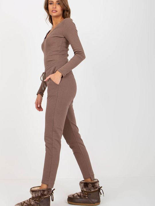 Relevance Damen-Sweatpants-Set Braun