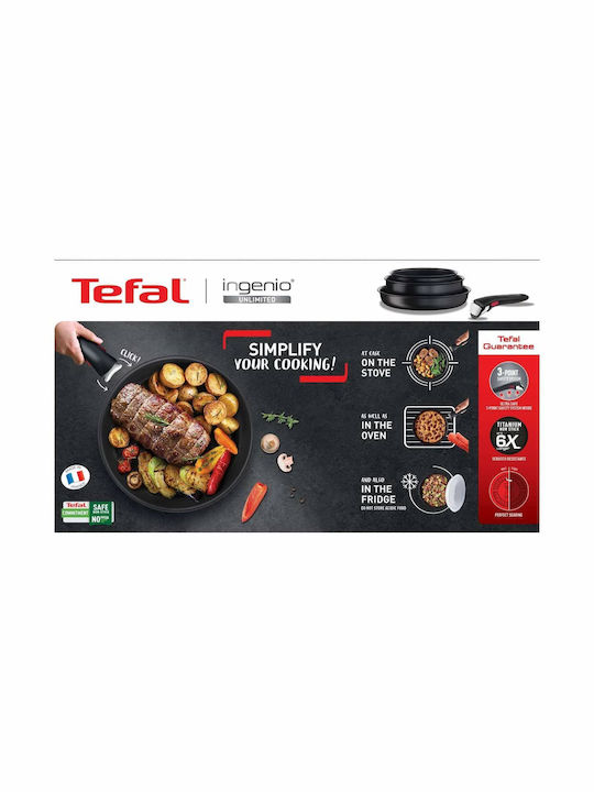 Tefal Ingenio Unlimited Pots Set of Aluminum with Stone Coating Black 3pcs