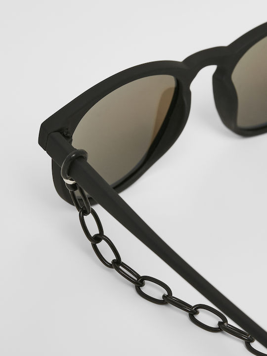 Arthur Unisex Sunglasses with Horn-Rimmed Frame Black/Light Blue Mirror
