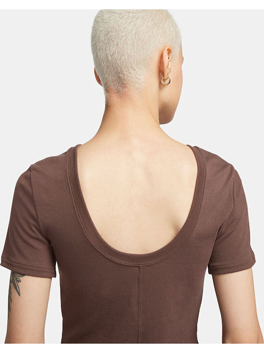 Sportswear Women's Athletic Blouse Short Sleeve Brown