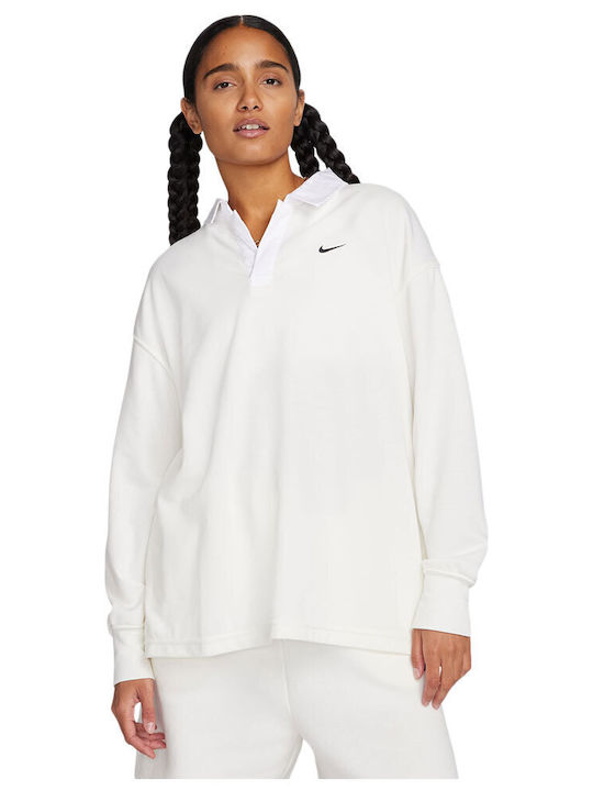 Sportswear Essentials Women's Athletic Polo Blouse Long Sleeve White