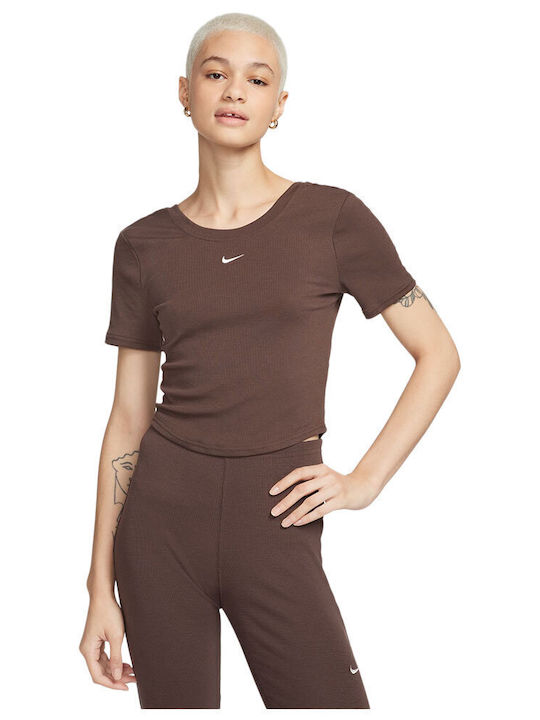 Sportswear Women's Athletic Blouse Short Sleeve Brown