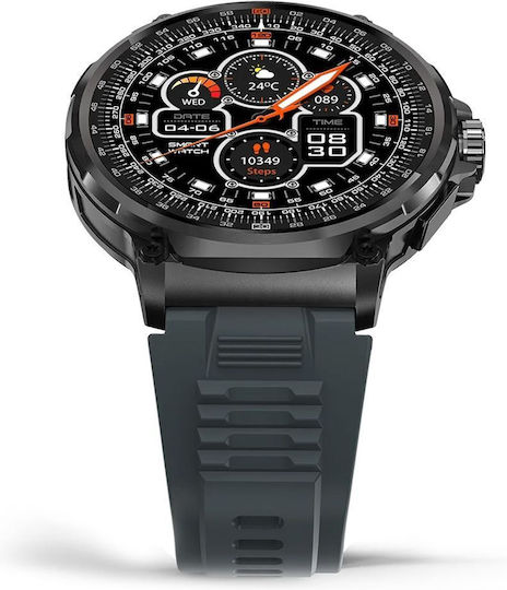 Aoke V69 Smartwatch με Παλμογράφο (Μαύρη Κάσα / Μαύρο Λουρί Σιλικόνης)