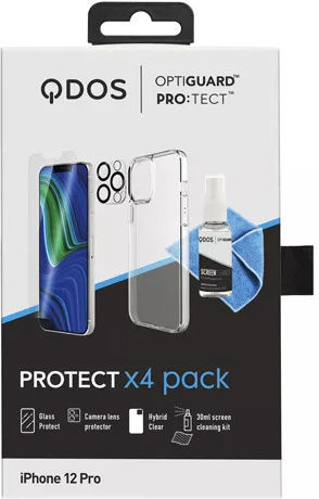 QDOS Back Cover Tempered Glass Σετ με Τζαμάκι Διάφανο (iPhone 12 / 12 Pro)