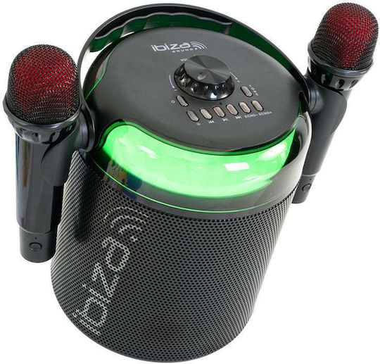 Ibiza Sound Karaoke Speaker with Wireless Microphones and Lighting Effects Karahome Black