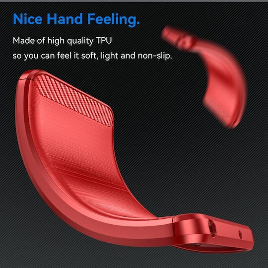 Brushed Carbon Back Cover Silicone Red (Moto G14)